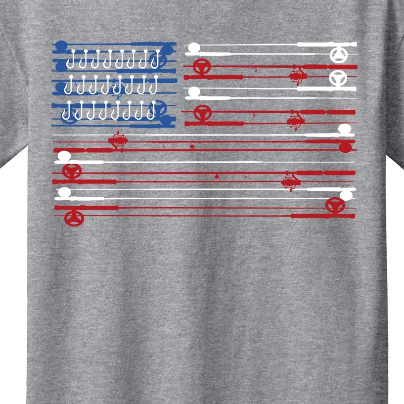 Fishing Rods American Flag Kids T-Shirt