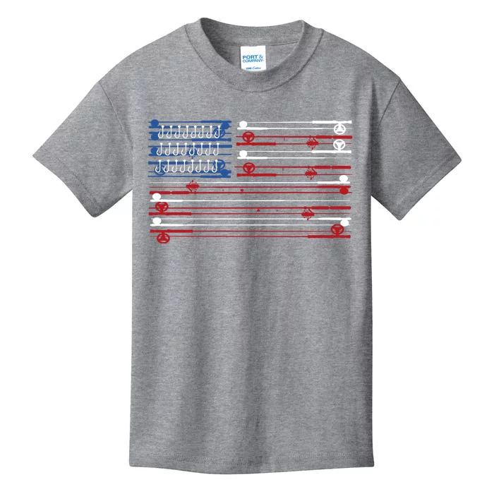 Fishing Rods American Flag Kids T-Shirt