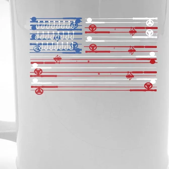 Fishing Rods American Flag Front & Back Beer Stein