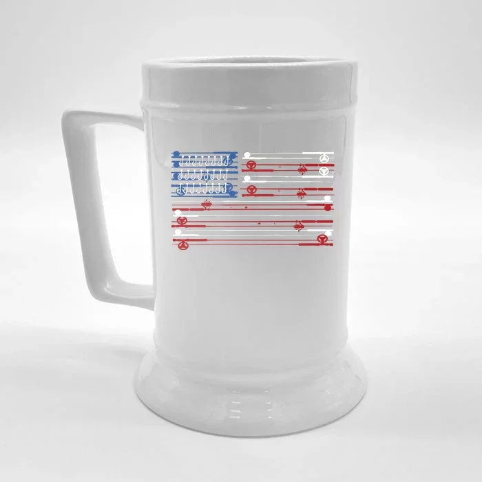 Fishing Rods American Flag Front & Back Beer Stein