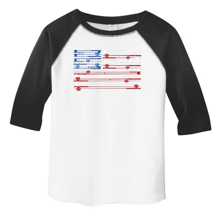 Fishing Rods American Flag Toddler Fine Jersey T-Shirt