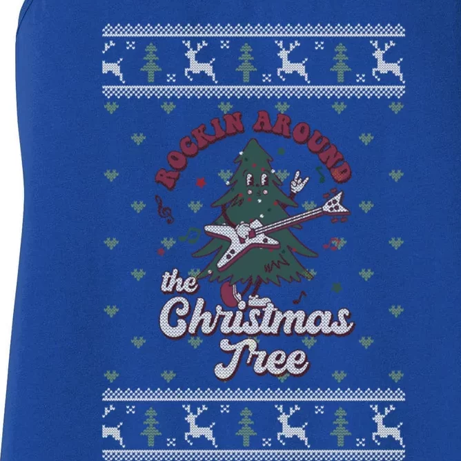 Funny Rockin Around Christmas Tree Funny Christmas Ugly Gift Women's Racerback Tank