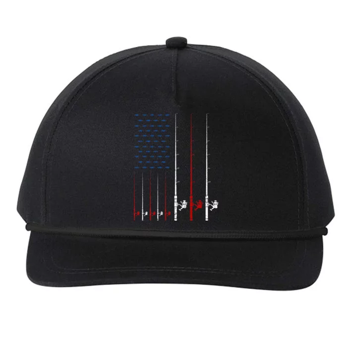 Fishing Rods American Flag Snapback Five-Panel Rope Hat