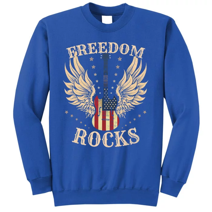 Freedom Rocks American Flag 4th July Guitar Gift Sweatshirt