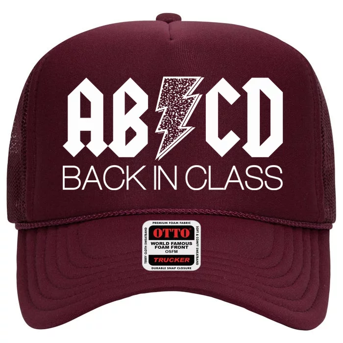 Funny Rocker ABCD Back In Class Back To School High Crown Mesh Trucker Hat