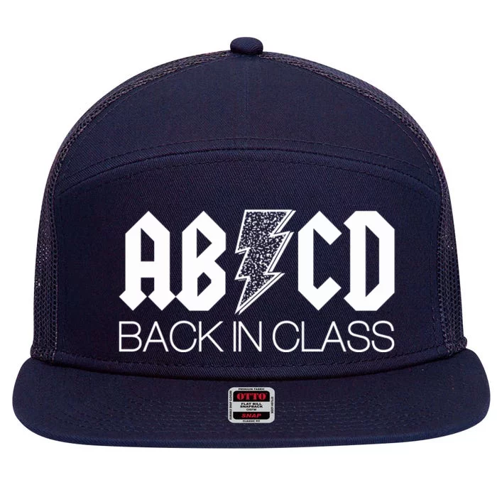 Funny Rocker ABCD Back In Class Back To School 7 Panel Mesh Trucker Snapback Hat