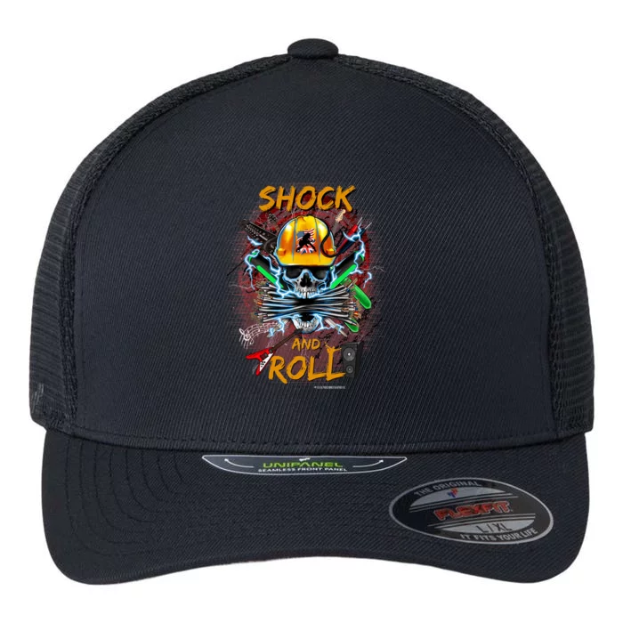 Funny Rock And Roll Electrical Engineer Lineman Electrician Flexfit Unipanel Trucker Cap