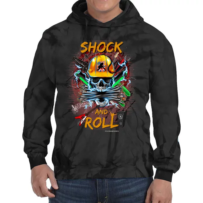 Funny Rock And Roll Electrical Engineer Lineman Electrician Tie Dye Hoodie