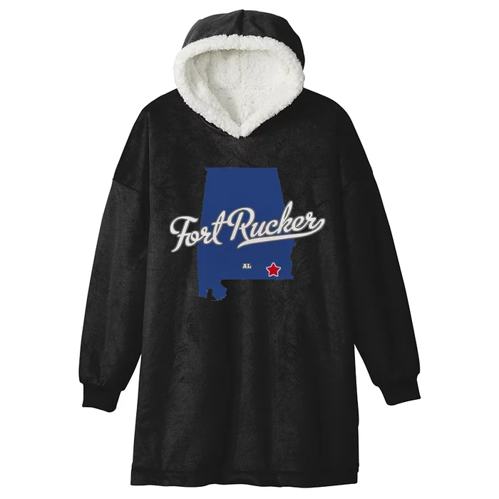 Fort Rucker Alabama AL Map Hooded Wearable Blanket