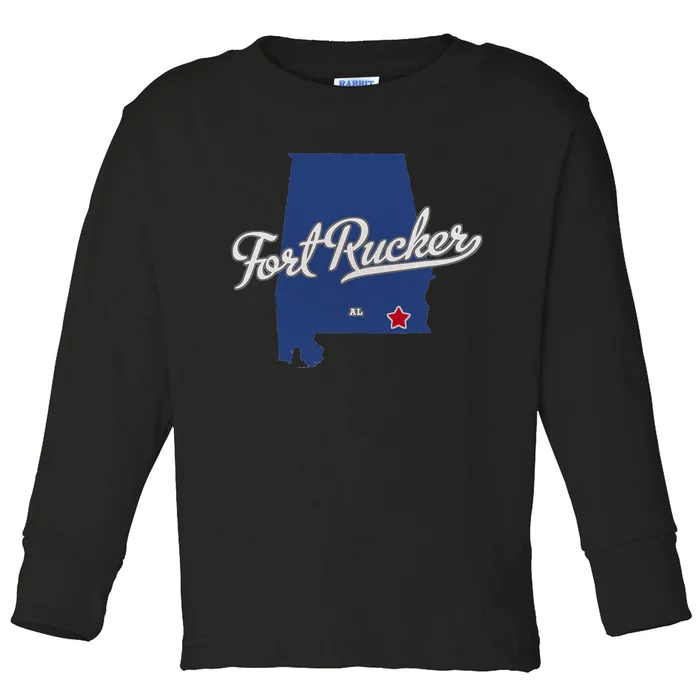 Fort Rucker Alabama AL Map Toddler Long Sleeve Shirt