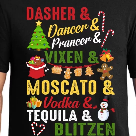 Funny Reindeer Alcohol Names Christmas Party Gift Pajama Set