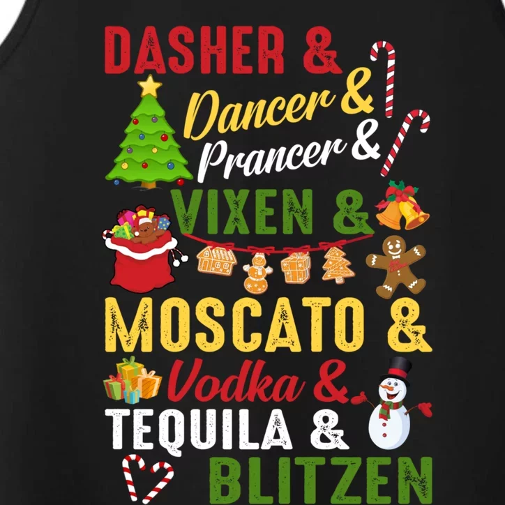 Funny Reindeer Alcohol Names Christmas Party Gift Performance Tank