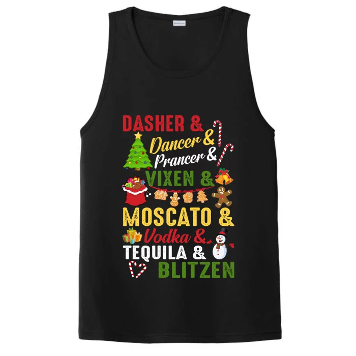 Funny Reindeer Alcohol Names Christmas Party Gift Performance Tank