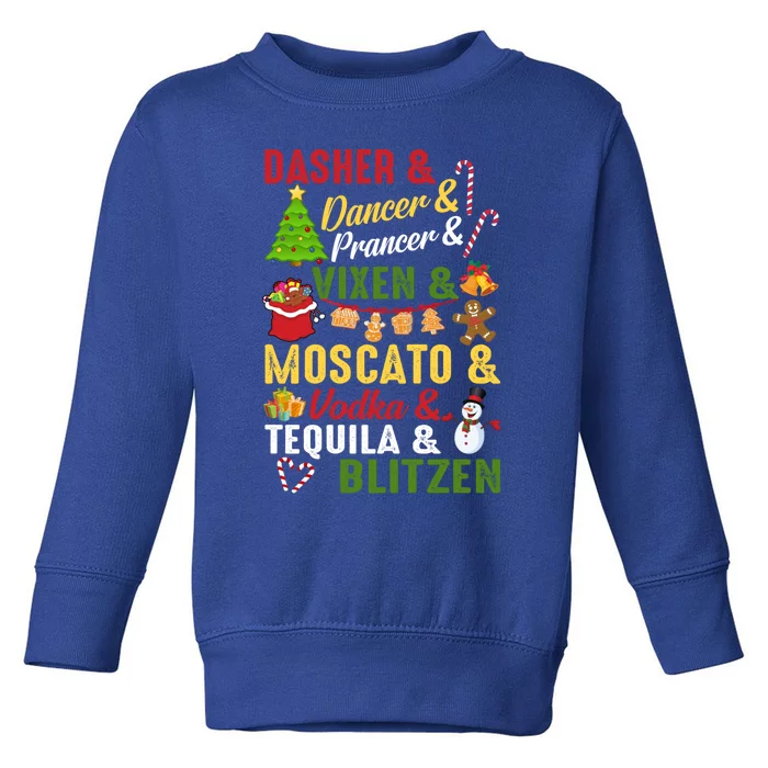 Funny Reindeer Alcohol Names Christmas Party Gift Toddler Sweatshirt