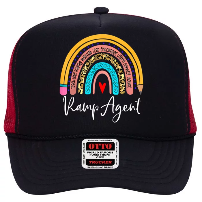 Funny Ramp Agent Rainbow Leopard Travel And Tourism Work Great Gift High Crown Mesh Trucker Hat