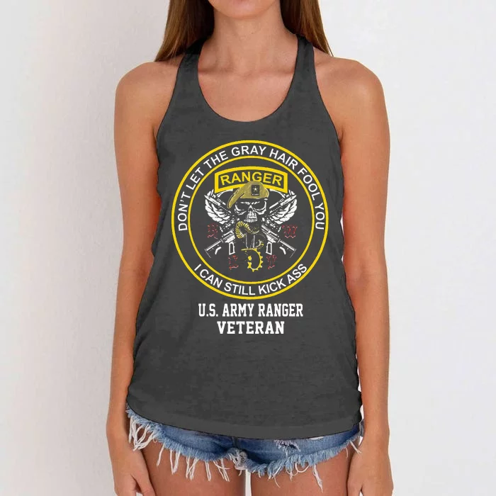 Funny Retired Army Ranger Veteran USA Military Vet Women's Knotted Racerback Tank