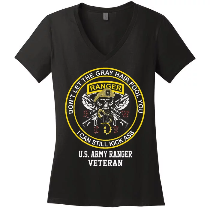 Funny Retired Army Ranger Veteran USA Military Vet Women's V-Neck T-Shirt