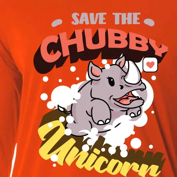 Funny Rhino Animal Rights Save The Chubby Unicorns Funny Gift Cooling Performance Long Sleeve Crew