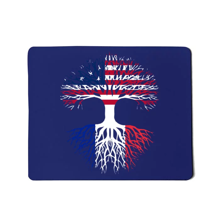 French Roots American Grown Usa France Flag Mousepad