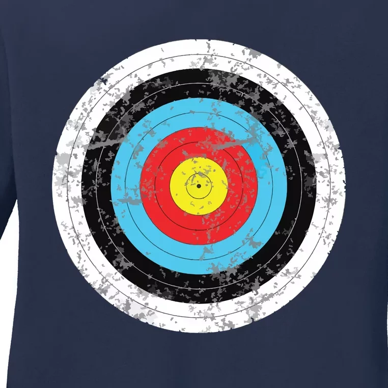 Funny Retro Archery Target Hunter Ladies Long Sleeve Shirt