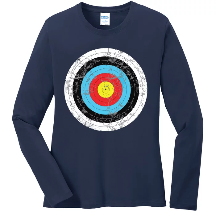 Funny Retro Archery Target Hunter Ladies Long Sleeve Shirt