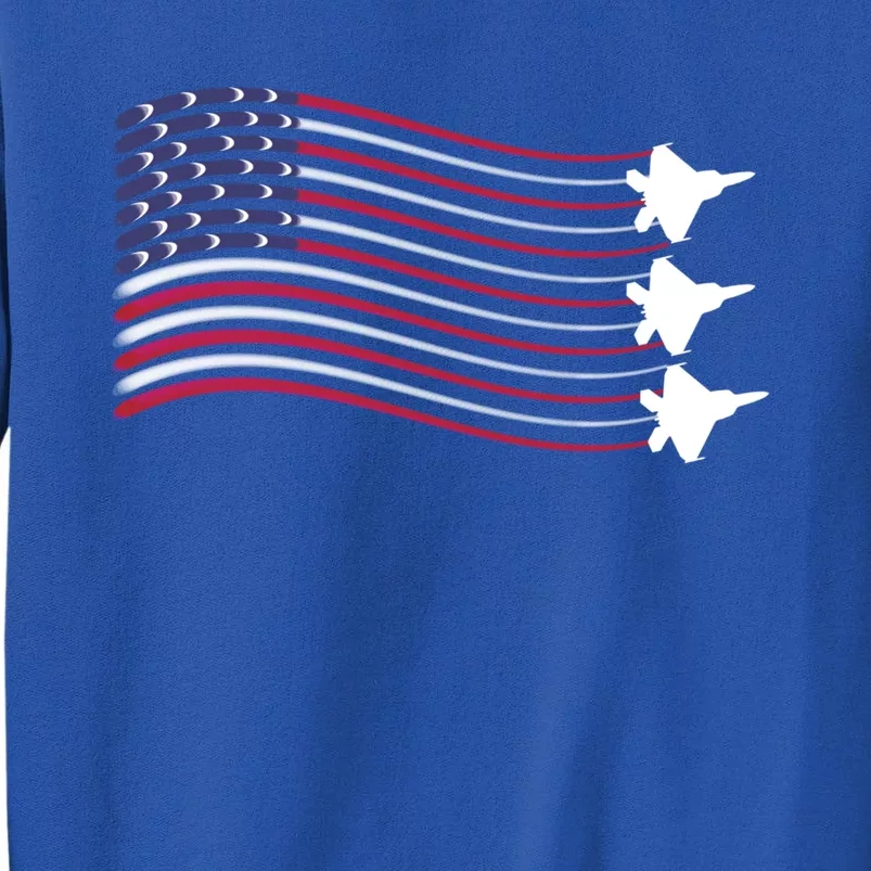 F22 Raptor Airshow American Flag 4th Of July Airplane Art Gift Tall Sweatshirt