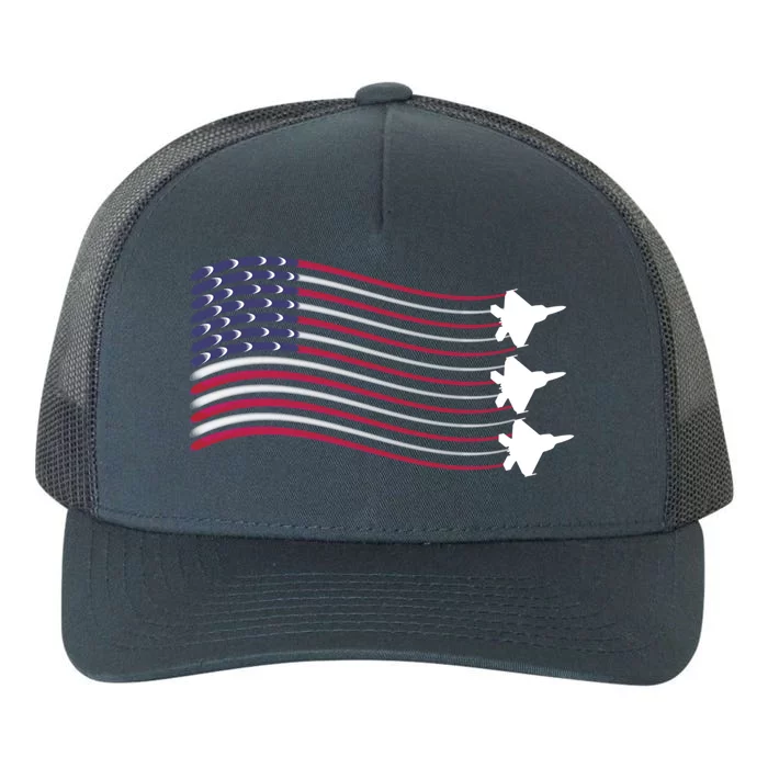 F22 Raptor Airshow American Flag 4th Of July Airplane Art Gift Yupoong Adult 5-Panel Trucker Hat