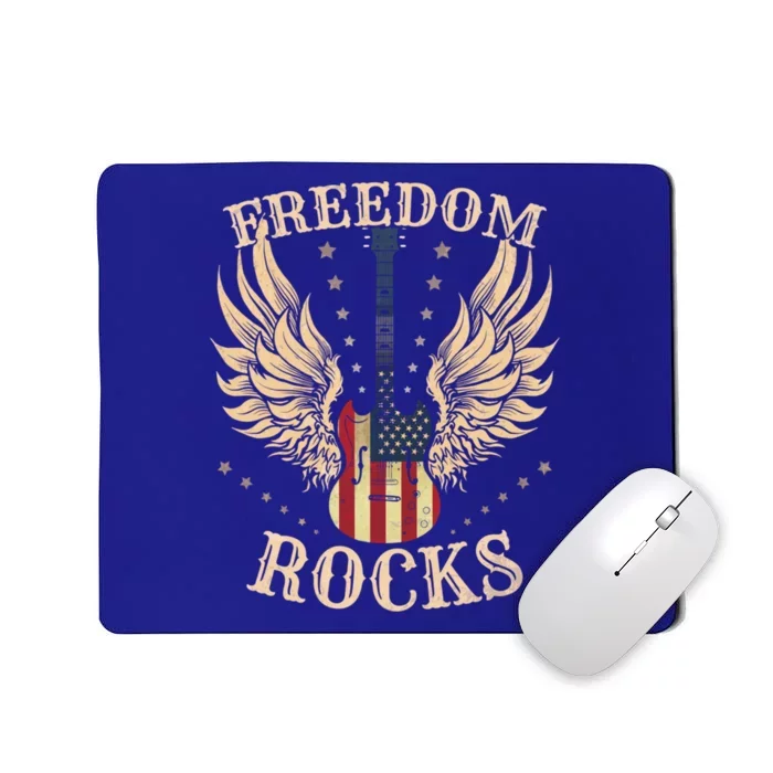 Freedom Rocks American Flag 4th July Guitar Cute Gift Mousepad