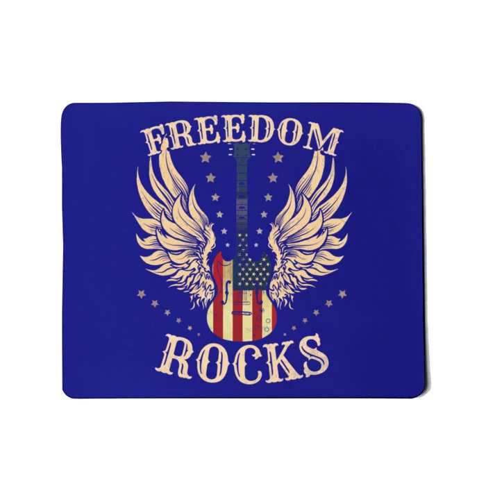 Freedom Rocks American Flag 4th July Guitar Cute Gift Mousepad