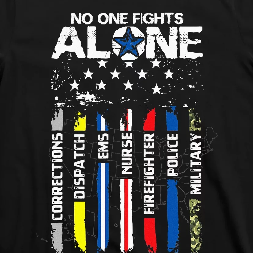 First Responders American Thin Line Police Fire Military EMS T-Shirt