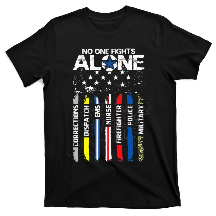 First Responders American Thin Line Police Fire Military EMS T-Shirt