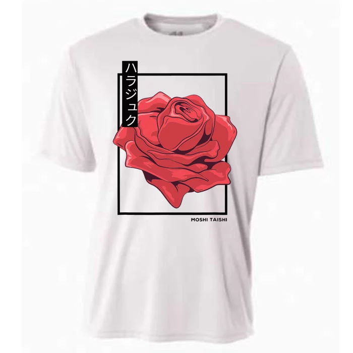 Floral Rose Art Japanese Flower Aesthetic Fashion Cooling Performance Crew T-Shirt