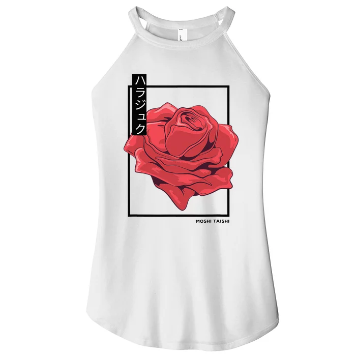 Floral Rose Art Japanese Flower Aesthetic Fashion Women’s Perfect Tri Rocker Tank