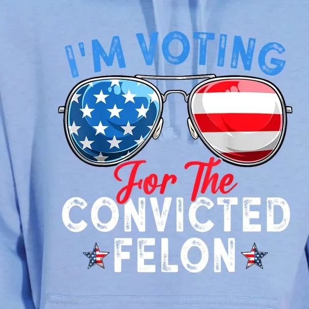 Funny Retro American Flag Im Voting For The Convicted Felon Gift Unisex Surf Hoodie