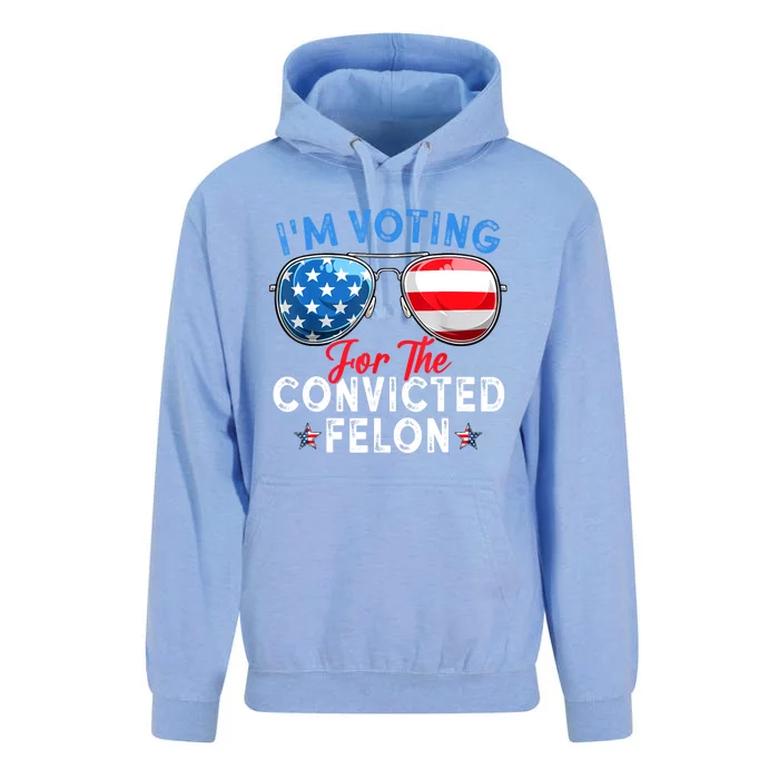 Funny Retro American Flag Im Voting For The Convicted Felon Gift Unisex Surf Hoodie