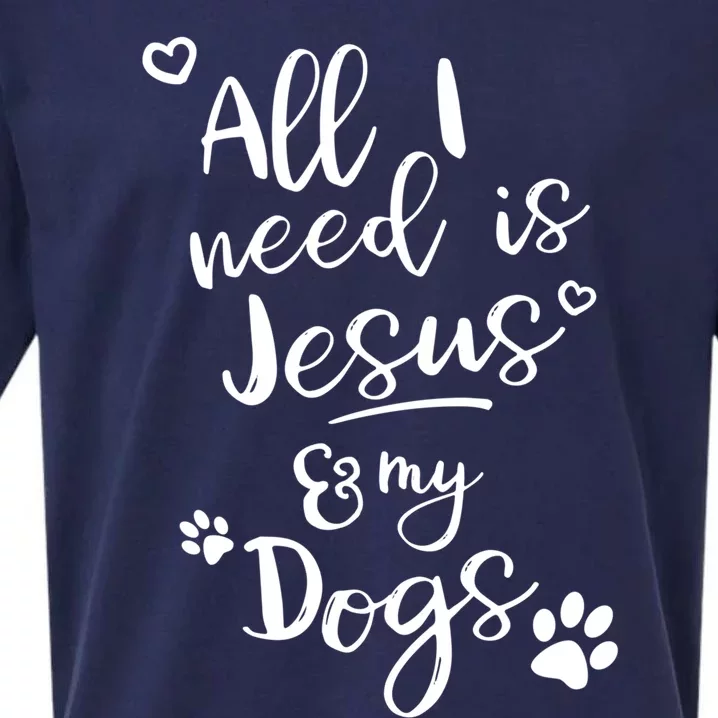 Fun Religious All I Need Is Jesus And My Dogs Cool Gift Sueded Cloud Jersey T-Shirt