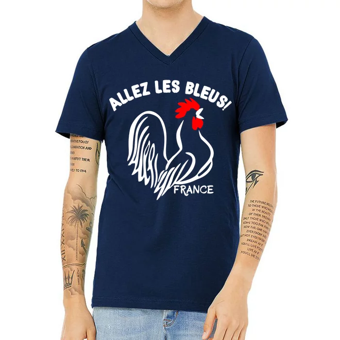 France Soccer Allez Les Bleus World V-Neck T-Shirt