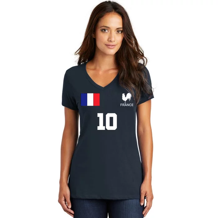 France Soccer Jersey Women's V-Neck T-Shirt