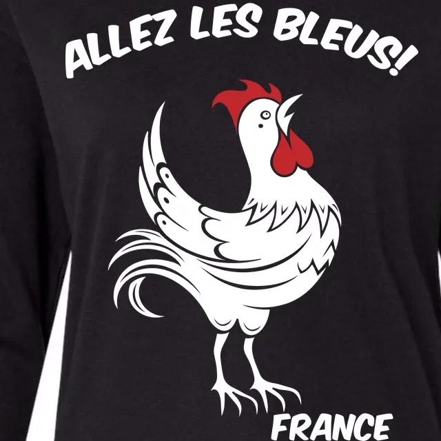 France Soccer World Allez Les Bleus Womens Cotton Relaxed Long Sleeve T-Shirt