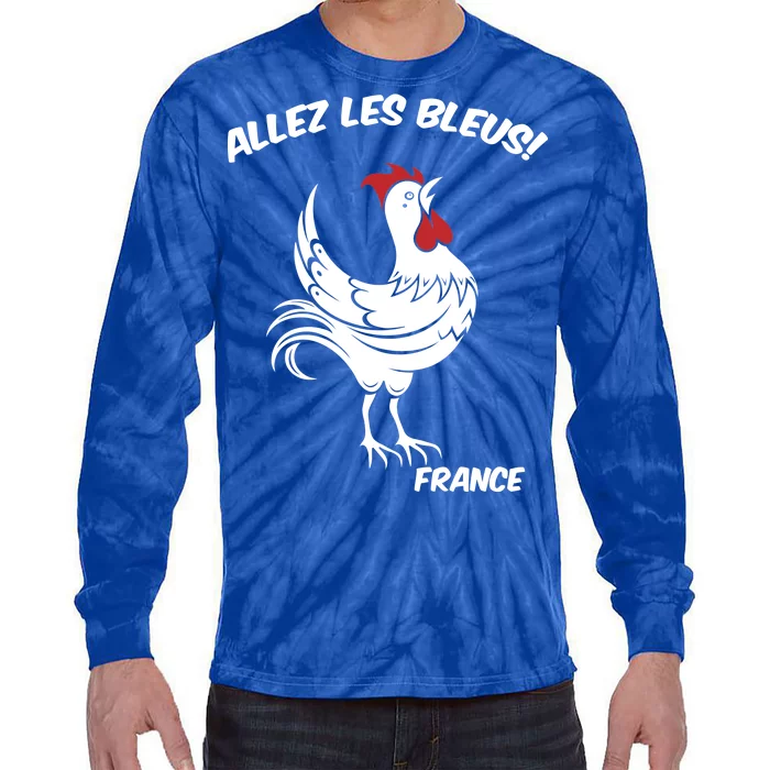 France Soccer World Allez Les Bleus Tie-Dye Long Sleeve Shirt