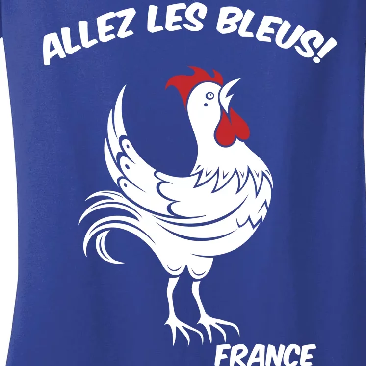 France Soccer World Allez Les Bleus Women's V-Neck T-Shirt