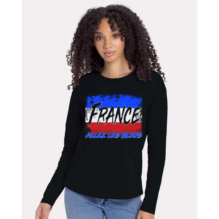 France Team Flag Allez Les Bleus Soccer Womens Cotton Relaxed Long Sleeve T-Shirt