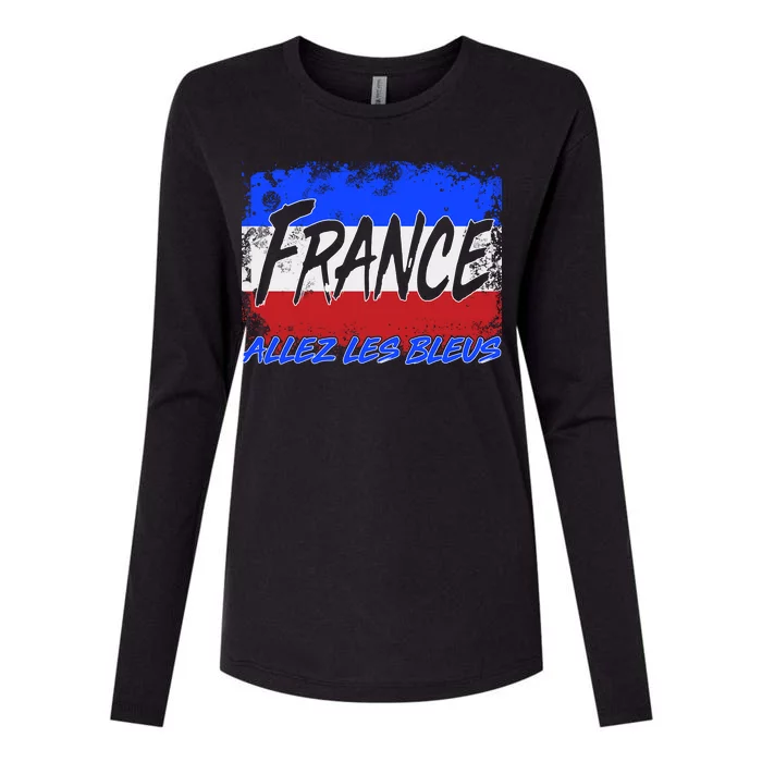 France Team Flag Allez Les Bleus Soccer Womens Cotton Relaxed Long Sleeve T-Shirt