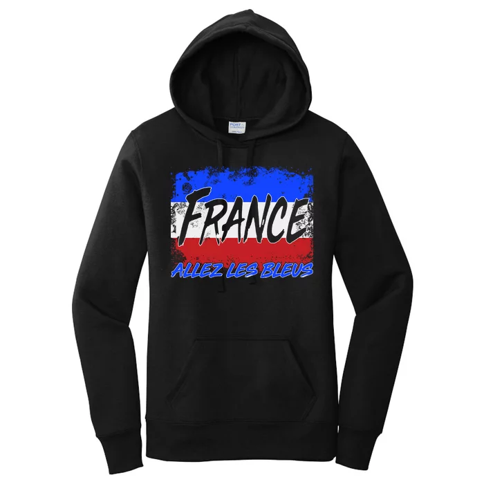 France Team Flag Allez Les Bleus Soccer Women's Pullover Hoodie