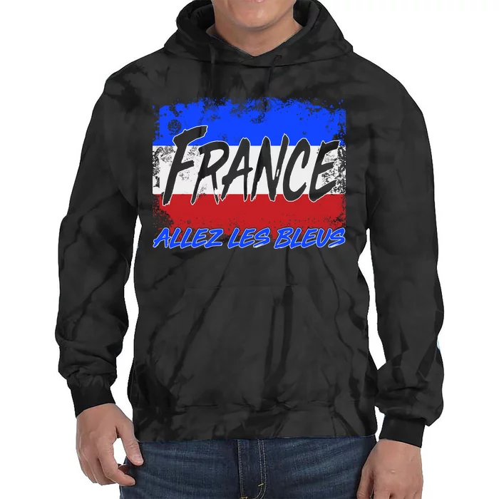 France Team Flag Allez Les Bleus Soccer Tie Dye Hoodie