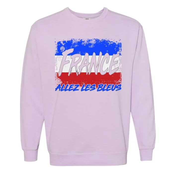 France Team Flag Allez Les Bleus Soccer Garment-Dyed Sweatshirt