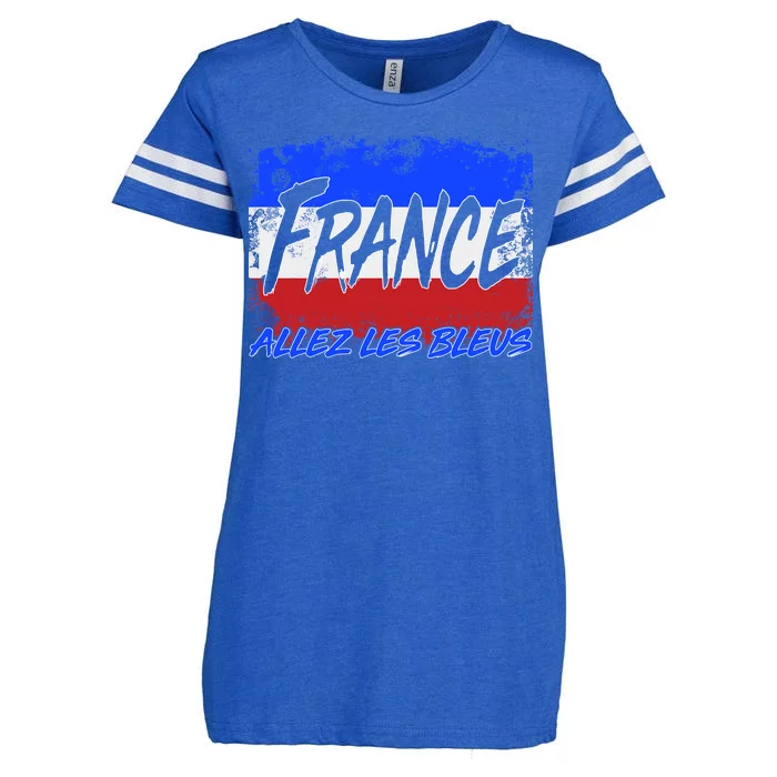 France Team Flag Allez Les Bleus Soccer Enza Ladies Jersey Football T-Shirt