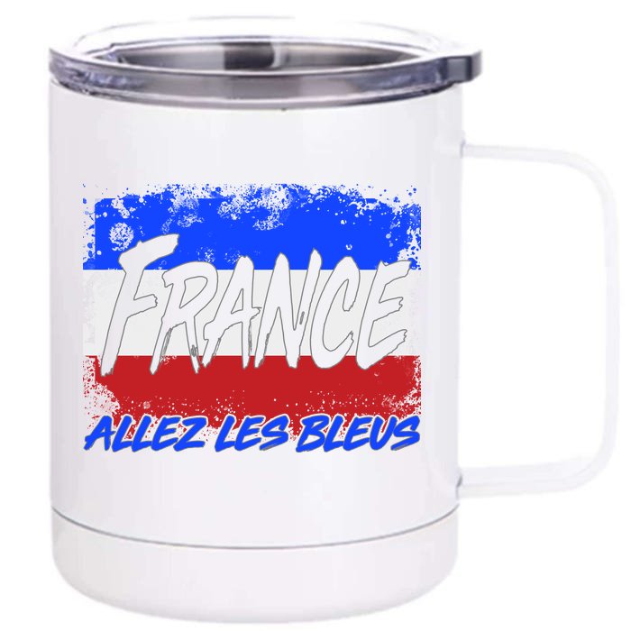 France Team Flag Allez Les Bleus Soccer Front & Back 12oz Stainless Steel Tumbler Cup