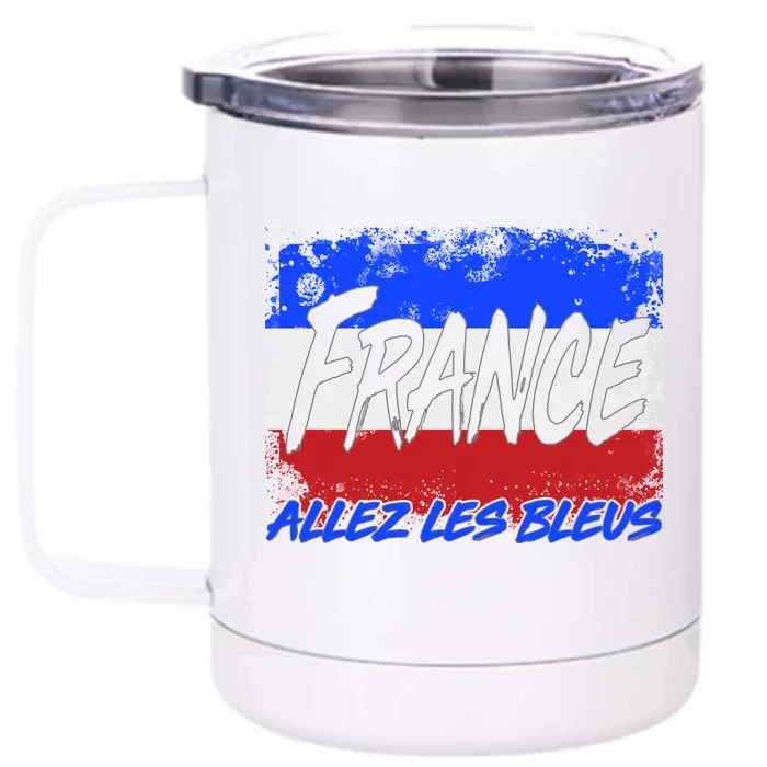 France Team Flag Allez Les Bleus Soccer Front & Back 12oz Stainless Steel Tumbler Cup