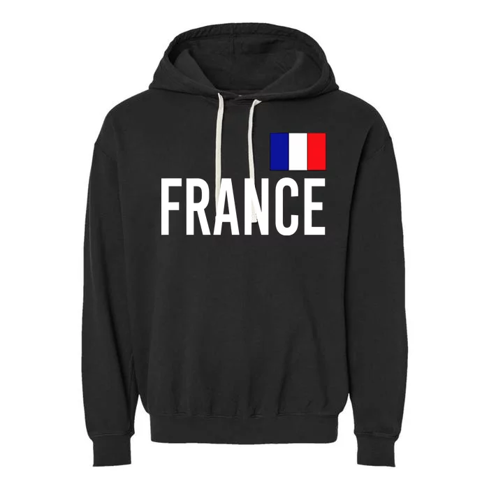 France Team Flag Logo Garment-Dyed Fleece Hoodie